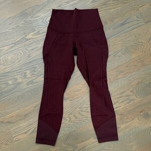 Burgundy High-Waisted Lululemon mesh Leggings